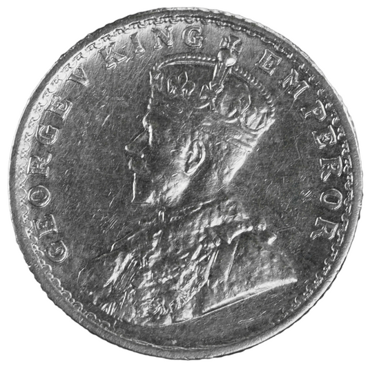 1917 Silver Quarter Rupee Coin King George V Calcutta Mint