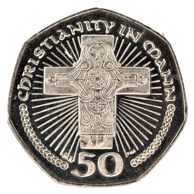 50 / Cristiannity In Mann, Isle Of Man Elizabeth II/ 2000 Coin KM# 1041