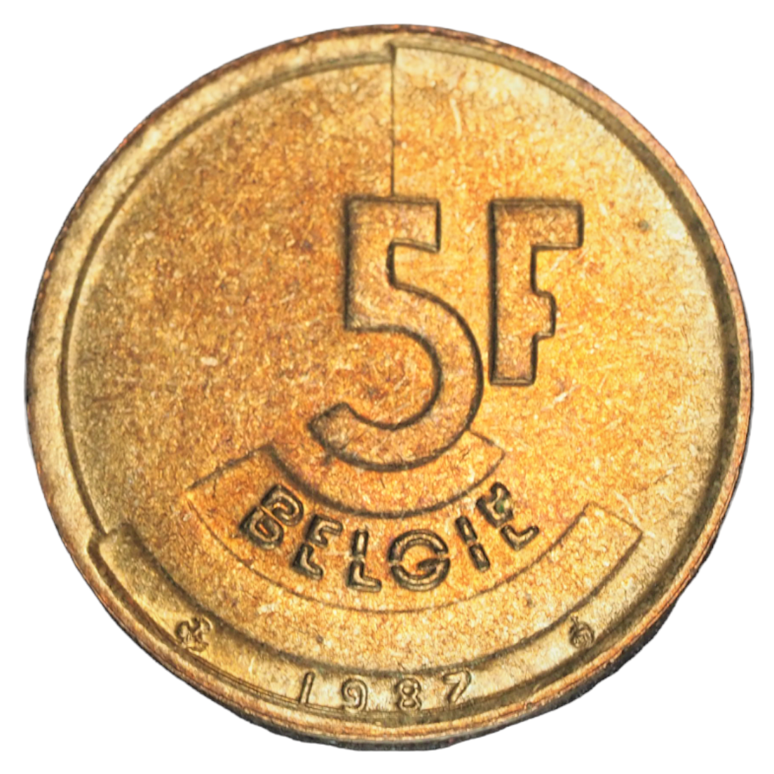 Belgium 1987 5 Francs Coin, 5.5g Brass