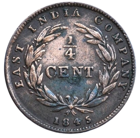 British India ¼ Cent 1845 – Rarity R1 – Coin