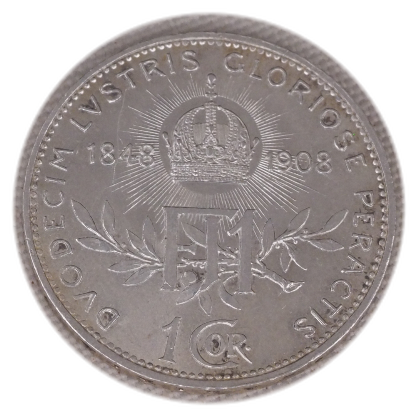 Franz Joseph I 1 Krone Coin, 1908 Austria, Silver.