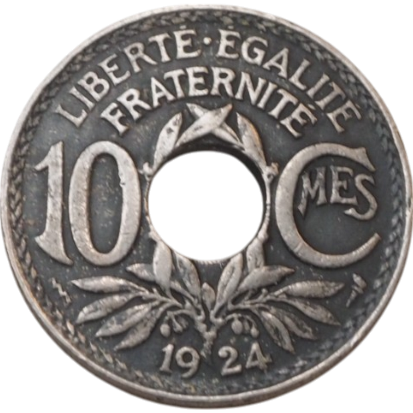 French 10 Centimes 1924 Coin - Liberté, Egalité, Fraternité - Vintage
