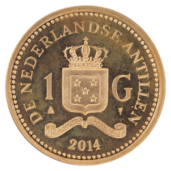 Netherlands Antilles UNC 1 Gulden Coin 2014, Year King Willem- Alexander, KM# 91