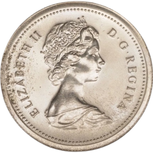1977 Canada Dollar Coin with Queen Elizabeth II and Canoe Design
