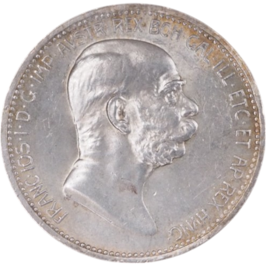 Franz Joseph I 1 Krone Coin, 1908 Austria, Silver.