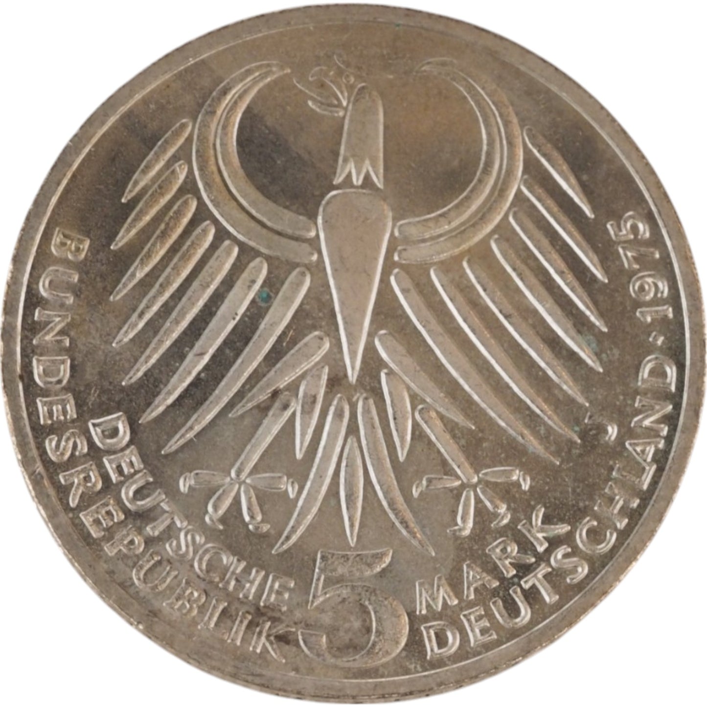 1975 Friedrich Ebert 5 Mark Coin Copper-Nickel
