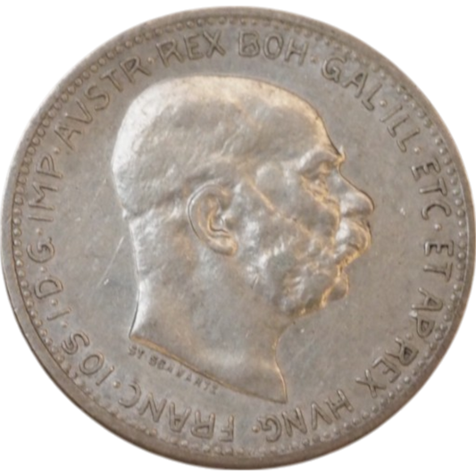 Austrian 1 Crown 1913 Silver Coin - Francis Joseph I