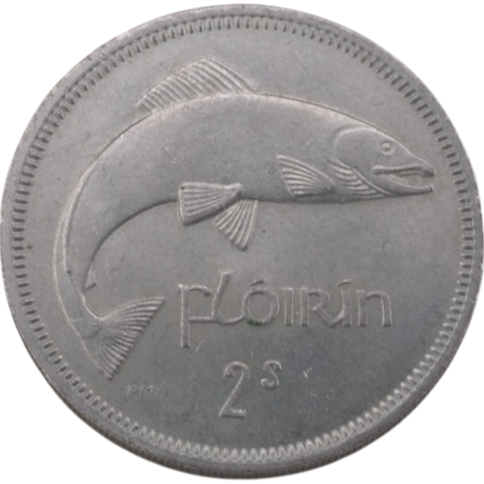 Ireland 2 Shillings Coin (1966) - Fish and Harp Design