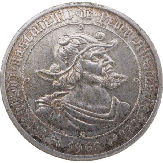 1968 Portugal 50 Escudos Coin – King João II Commemorative Coin, Silver.
