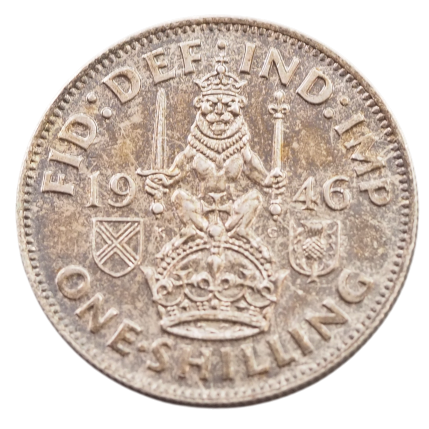 United Kingdom 1 Shilling 1946 (Scotland reverse) – King George VI, .500 silver.