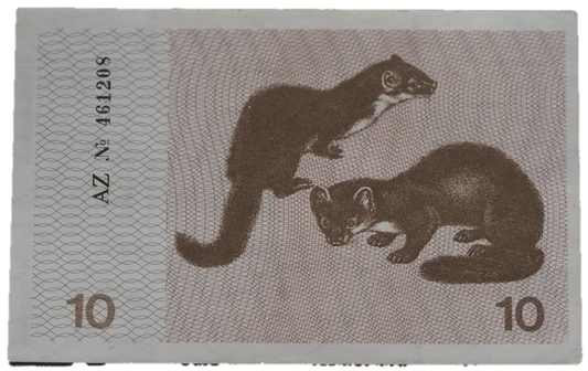 Lithuania 10 Talonas 1991 banknote – pine martens reverse, UNC