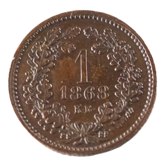 1868 KB Hungary 1 Kreuzer Coin Obverse UNC