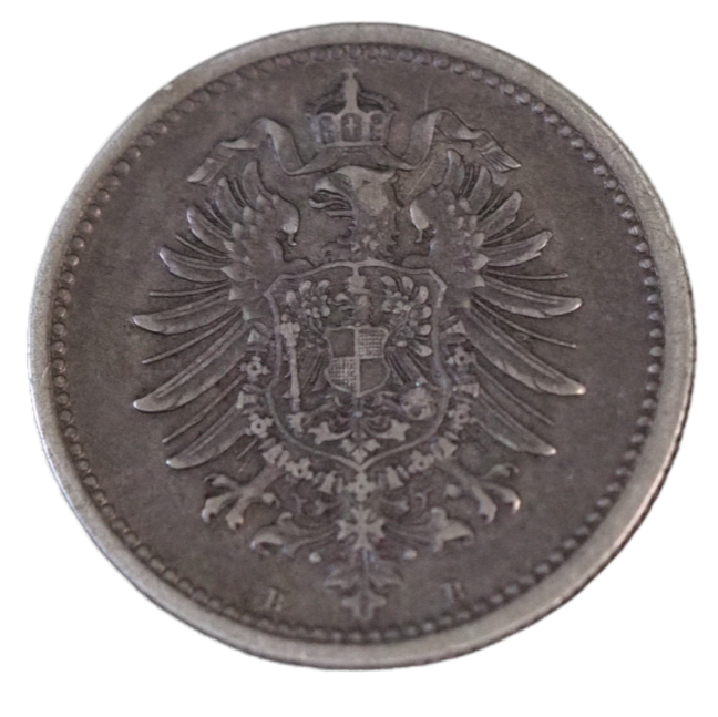 1877B Germany 50 Pfennig Coin Silver 2.78g