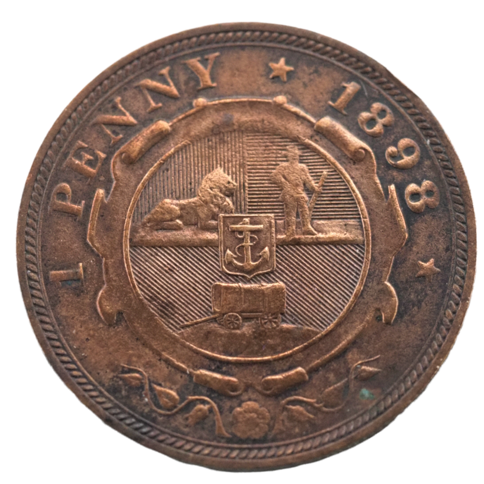 1898 Johannes Kruger Antique Penny Coin, South Africa