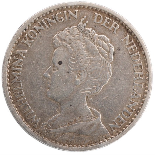 1914 Netherlands 1 Gulden Silver Coin Obverse View KM# 148