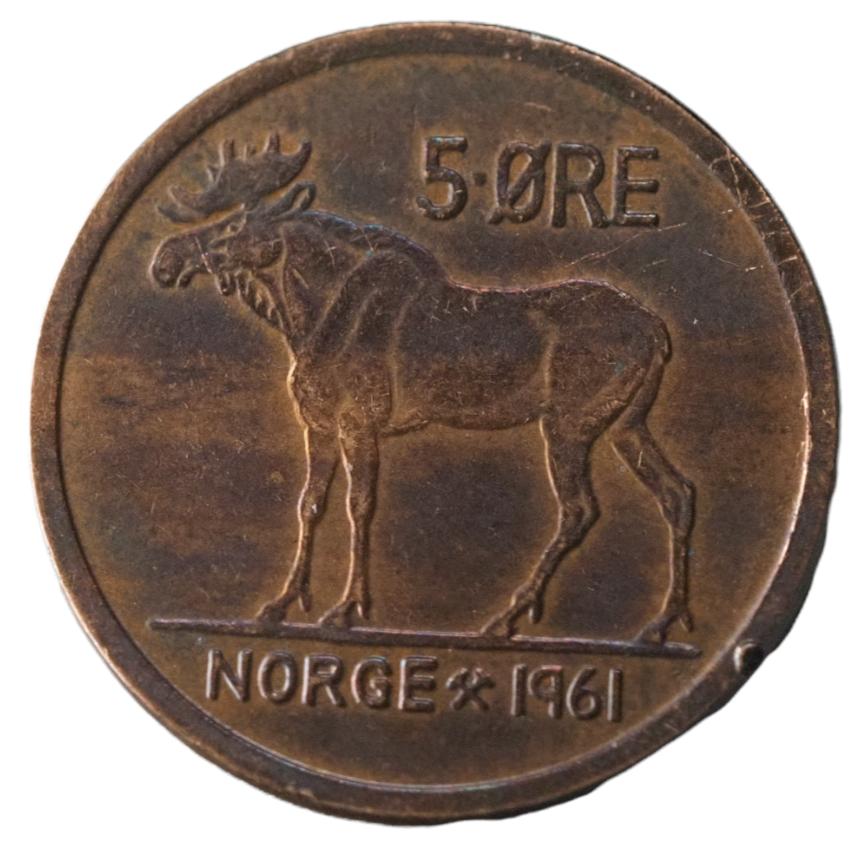 1961 5 Ore Norway Coin Moose Design