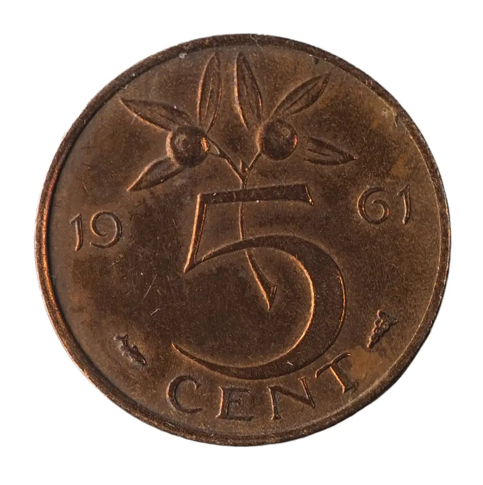 1961 Netherlands Juliana 5 Cents Bronze Coin Collectible