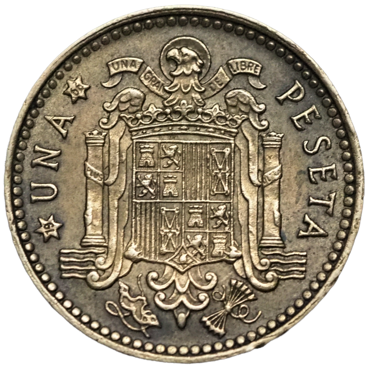 1963(66) Spain 1 Peseta Aluminium-Bronze Coin