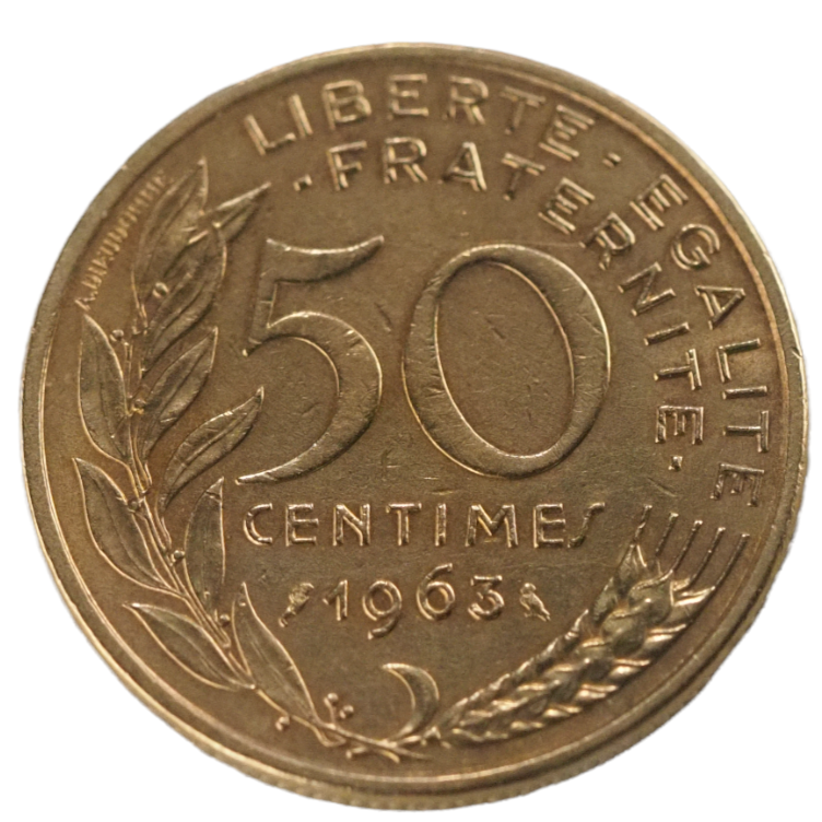 1963 France 50 Centimes Coin N# 692