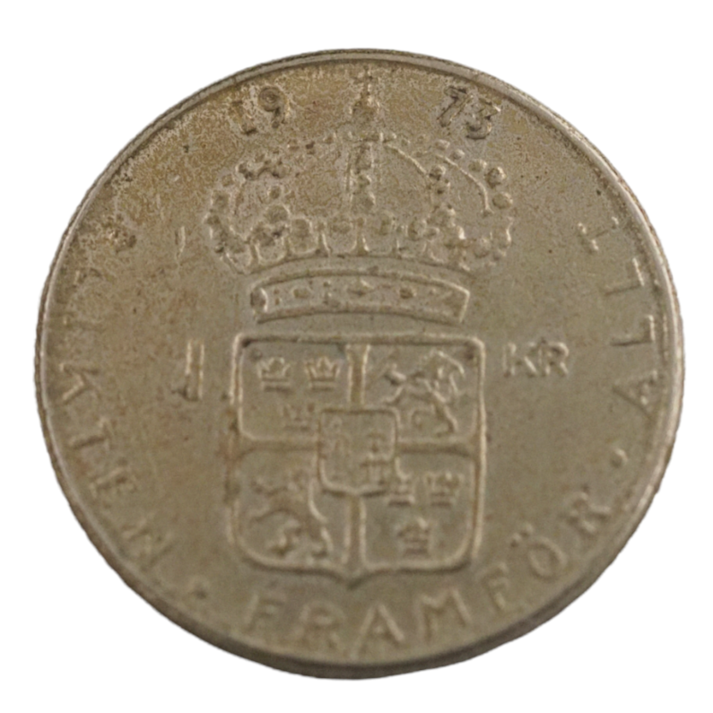 1973 Sweden 1 Krone Gustaf VI Adolf Xmas Tray Coin