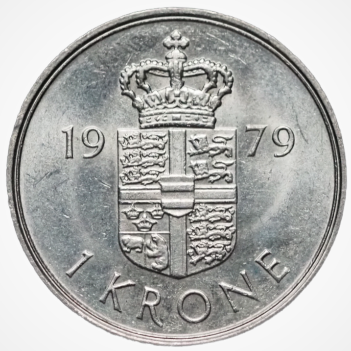 1979 Danish 1 Krone Copper-Nickel Coin
