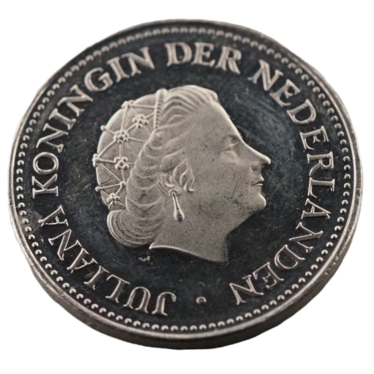 1980 Netherlands Antilles 1 Gulden Coin Obverse View