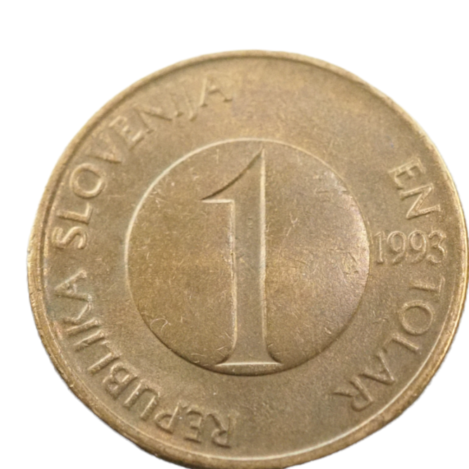 1993 Slovenia 1 En Tolar Coin Obverse View