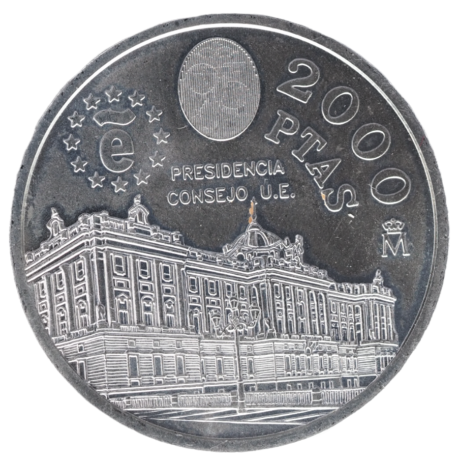 1995 Spain Silver 2000 Pesetas Coin UNC