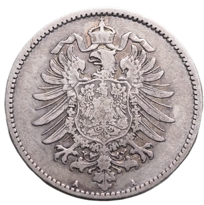 1 Mark 1876 Silver Coin, VF, 5.55g