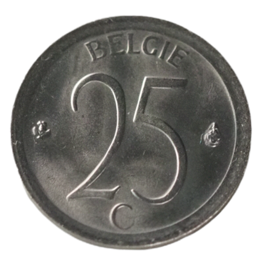 25 Centimes Belgium 1970 Coin Front View