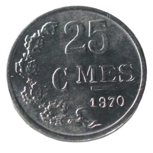 25 Centimes Luxembourg 1970 Coin Front View