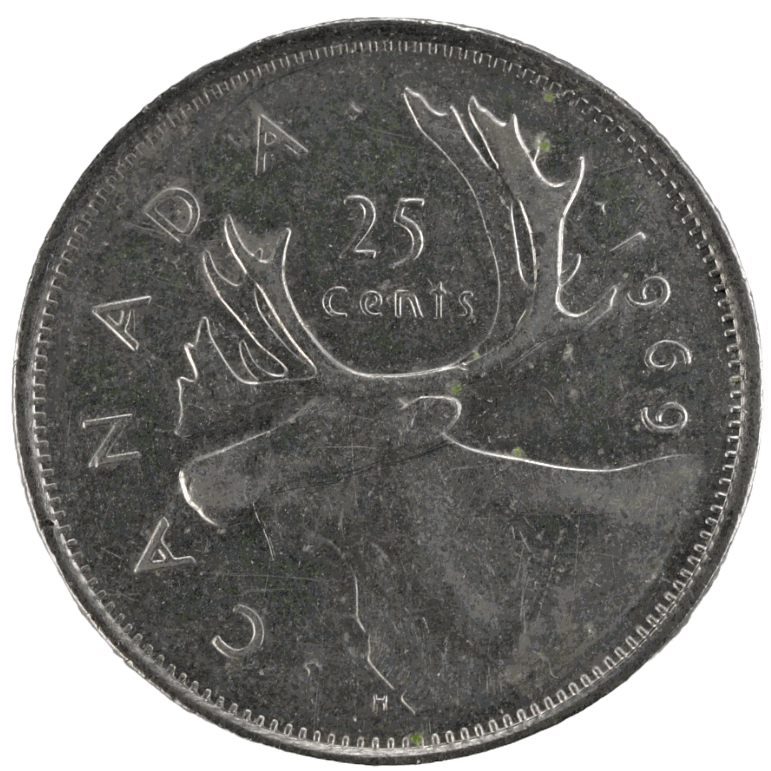 25 Cents Canada 1969 Queen Elizabeth II Coin Reverse View