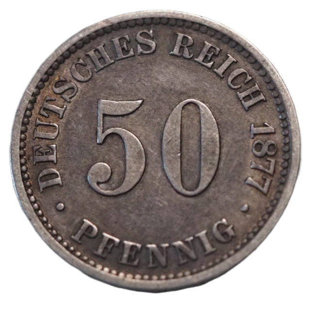 50 Pfennig Germany 1877B Silver Coin B36 #9683