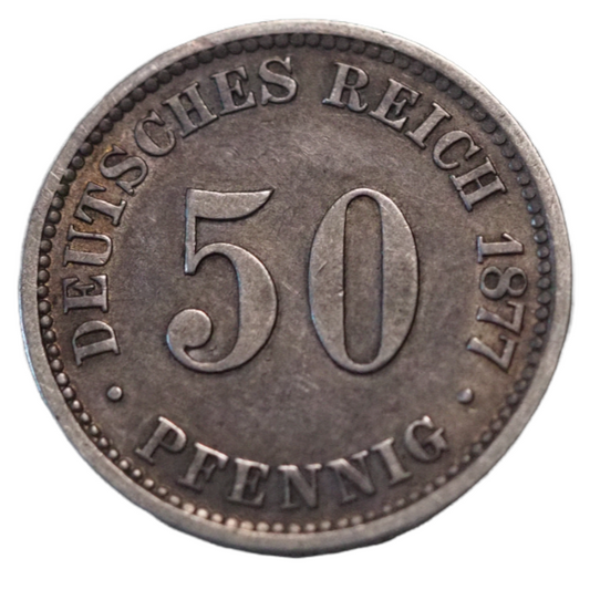 50 Pfennig Germany 1877B Silver Coin B36 #9683
