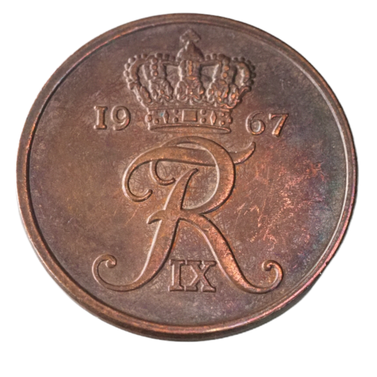 5 Ore Denmark 1967 Coin Toned Bronze