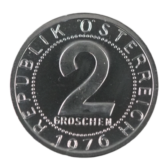 Austria Osterreich 2 Groschen 1976 Proof Coin