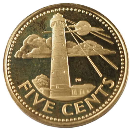 Barbados 5 Cents 1974 Gem Proof Coin Sea Lighthouse Design