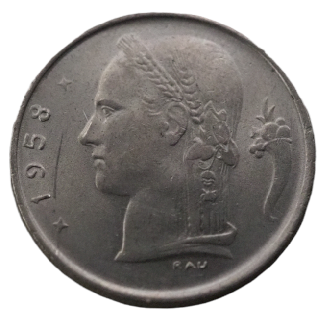 Belgium 1 Francs 1958 Coin Cupronickel