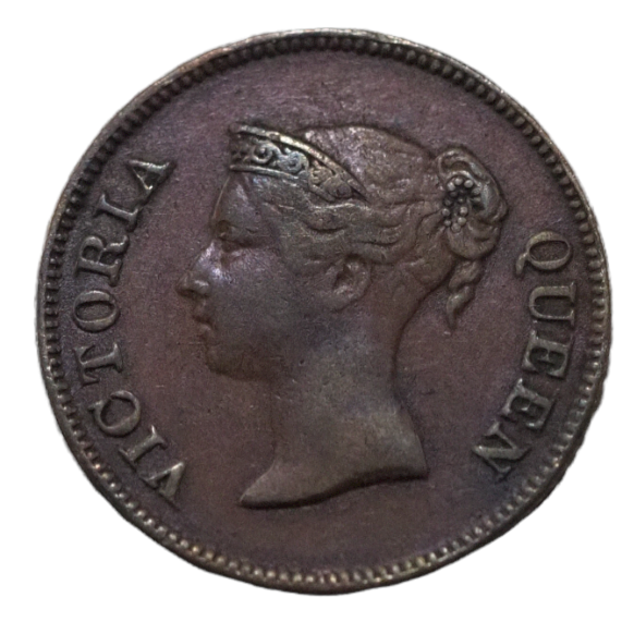 British India 1/4 Cent 1845 Coin, Rare Copper Coin