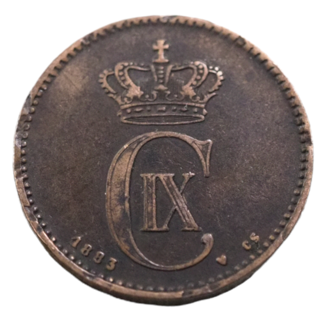 Bronze Denmark 2 Ore 1883 Coin