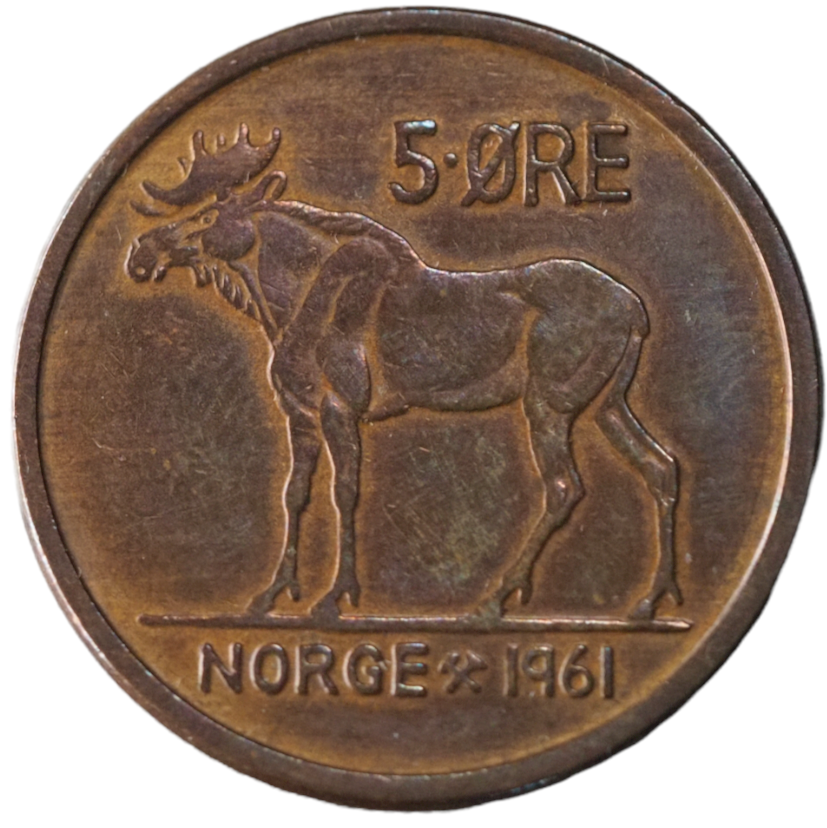 Bronze Norway 5 Ore Moose Animal Coin