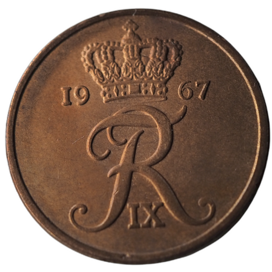 Denmark 5 Ore 1967 Bronze Coin