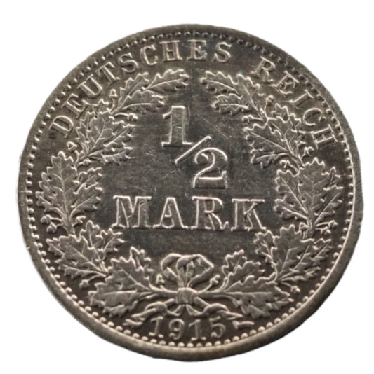 Deutsche Reich 1/2 Mark 1915 Silver Coin KM# 17