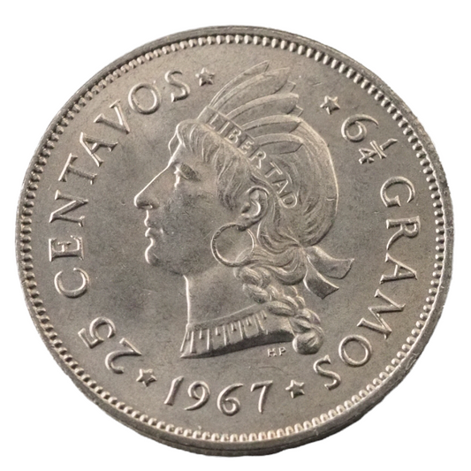 Dominican Republic 1967 25 Centavos Coin KM# 20A UNC