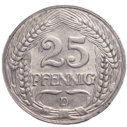 Germany 25 Pfennig 1909 D Coin KM# 18