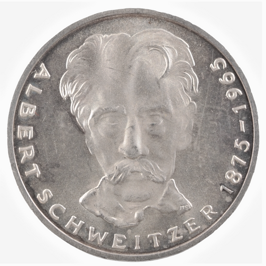 Germany Albert Schweitzer 1975G Silver 5 Mark Coin
