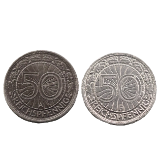 Germany Weimar Republic 50 Reichspfennig 1927F Coin