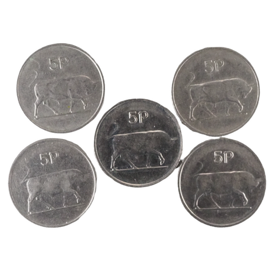 Ireland Eire Set 5 Pence Coins 1970-1982 Copper-Nickel