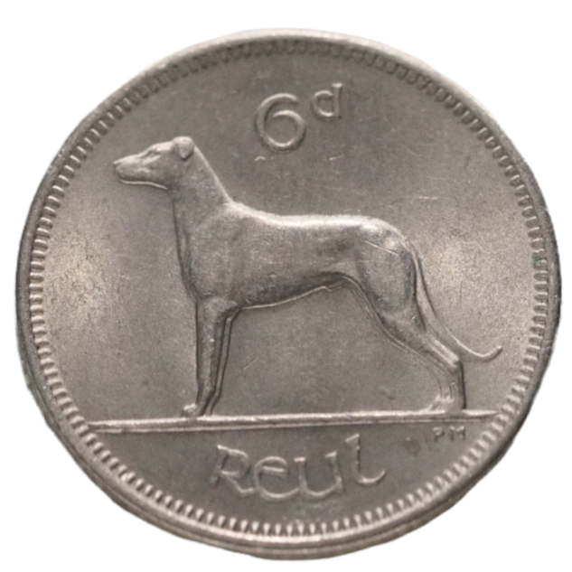 Irish 1961 Sixpence Coin Old Ireland 6d Vintage UNC Copper-Nickel
