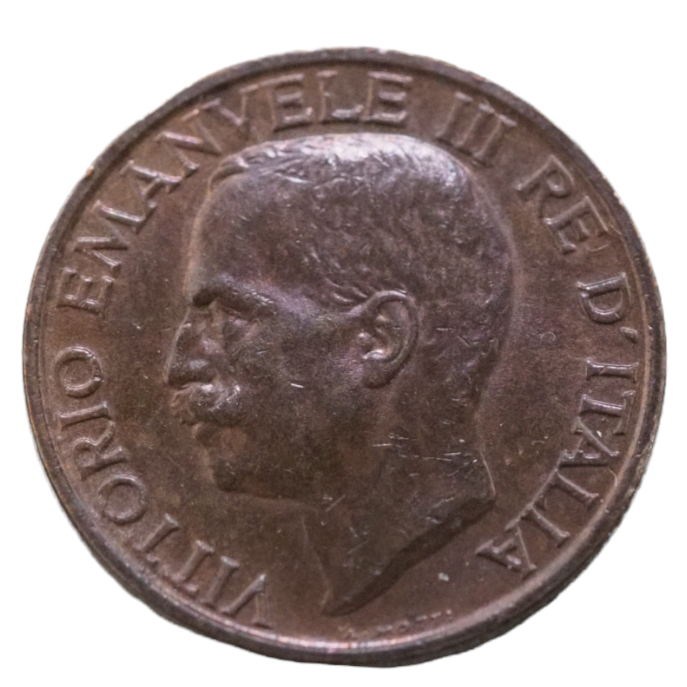 Italy 10 Centisimi 1927 Coin Vittorio Emanuele III Copper